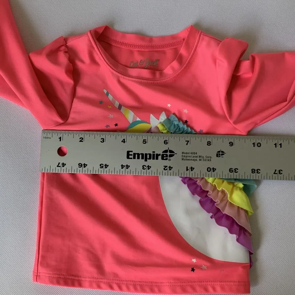Cat‎ & Jack Rashguard Swim Shirt Toddler Girl 2T Pink Unicorn Long Sleeve Beach